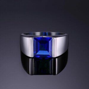 💙 Men's 3.3ct Sapphire Ring - 925 Sterling Silver